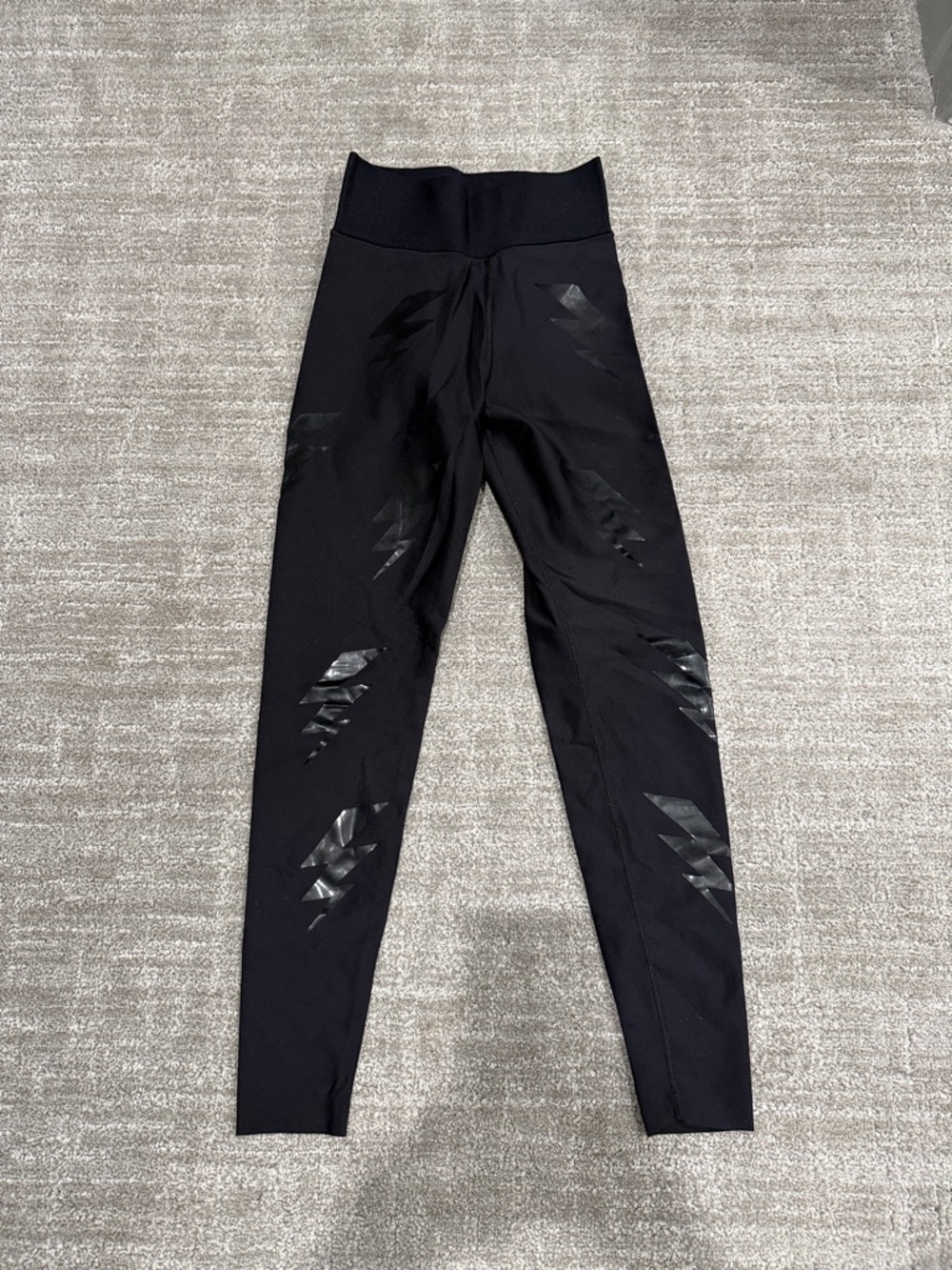 Ultracor black lightening bolt patent leggings size xs